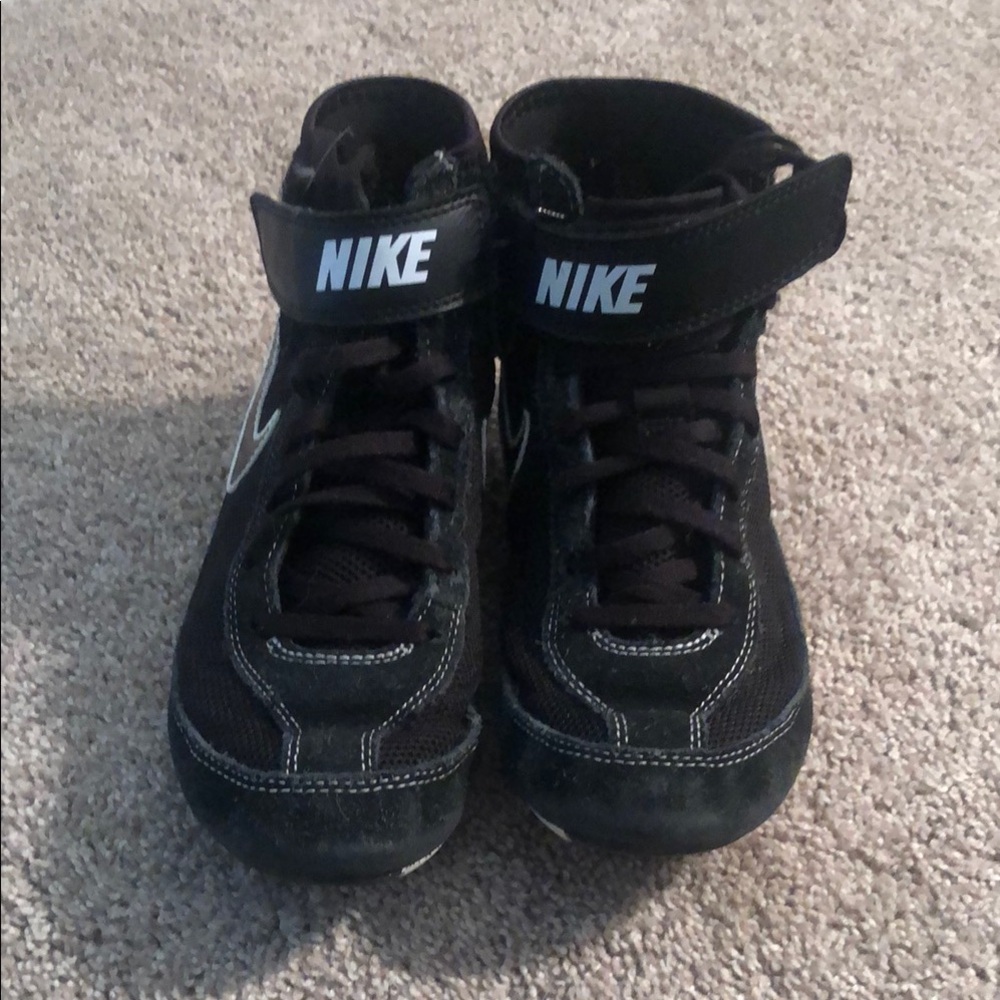 Nike Kids Black High-Top Wrestling Shoes